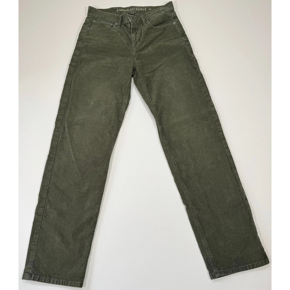American Eagle 90s Straight Corduroy Pants Womens 2 Green Stretch Mid Rise 27x29
